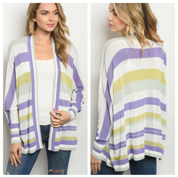 Striped Open Style Cardigan Sweater - Picture 8 of 8